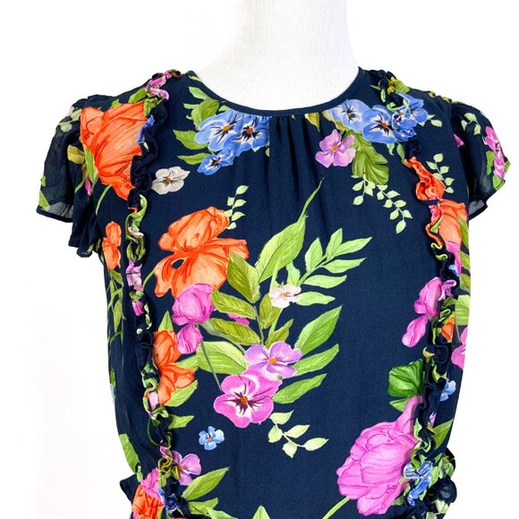 New Monsoon UK Silvia Floral Print Maxi Dress Navy Sz 14 - Picture 5 of 16